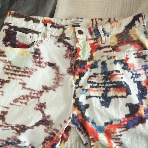 Isabel Marant Etoile Reilly Printed Slim Jeans White/Multicolored Sz 42 - Picture 8 of 12